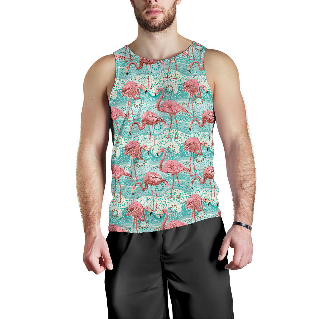 Flamingo Background Themed Print Men Tank Top