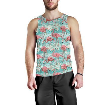 Flamingo Background Themed Print Men Tank Top