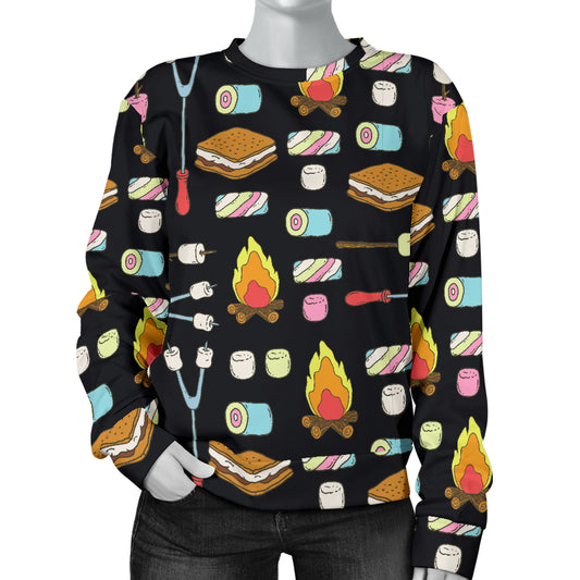 Camping Campfire Marshmallows Women Long Sleeve Sweatshirt