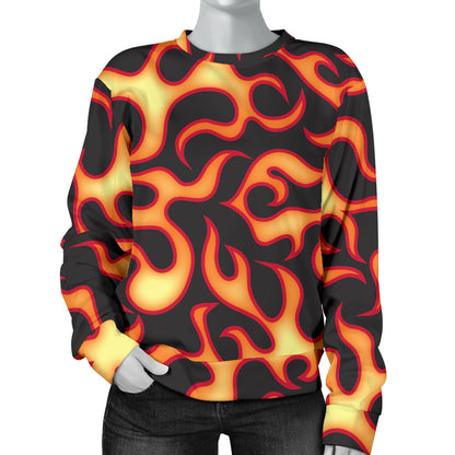Flame Fire Themed Print Women Long Sleeve Sweatshirt
