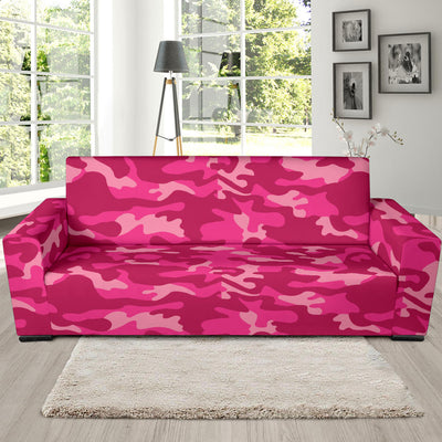 Camo Pink Pattern Print Design 01 Sofa Slipcover