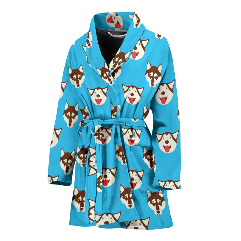Siberian Huskies Print Design LKS306 Women Bathrobe