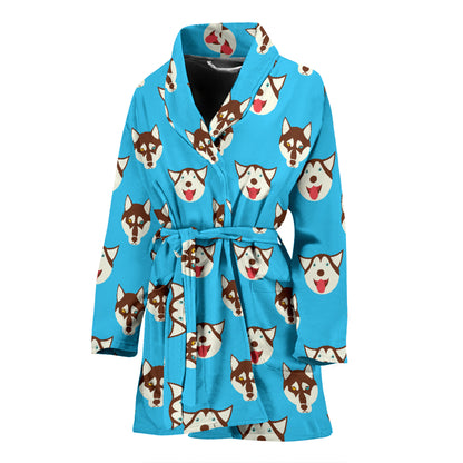 Siberian Huskies Print Design LKS306 Women Bathrobe
