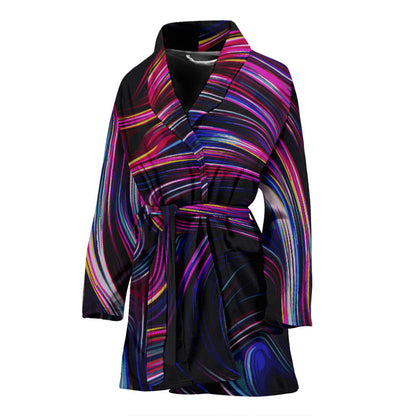 Liquid Pattern Print Design 01 Women Bathrobe