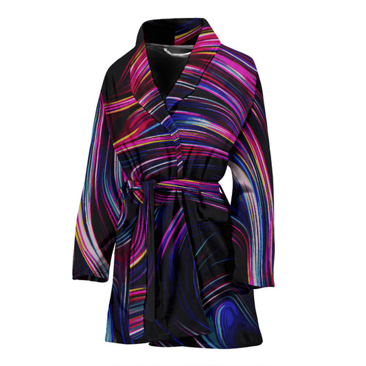 Liquid Pattern Print Design 01 Women Bathrobe