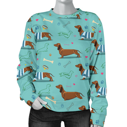 Dachshund Paw Decorative Print Pattern Women Long Sleeve Sweatshirt