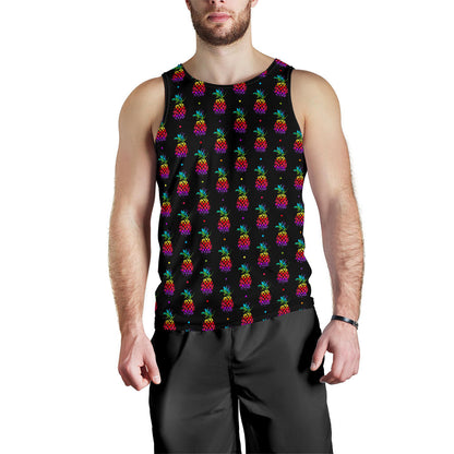 Pineapple Rainbow Dot Print Men Tank Top