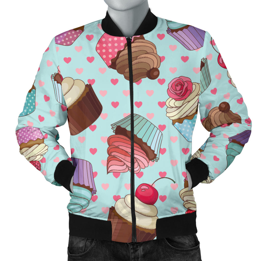 Cupcakes Fancy Heart Print Pattern Men Bomber Jacket