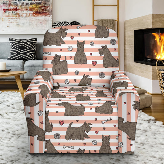 Scottish Terriers Print Design LKS3016 Recliner Slipcover with Pocket