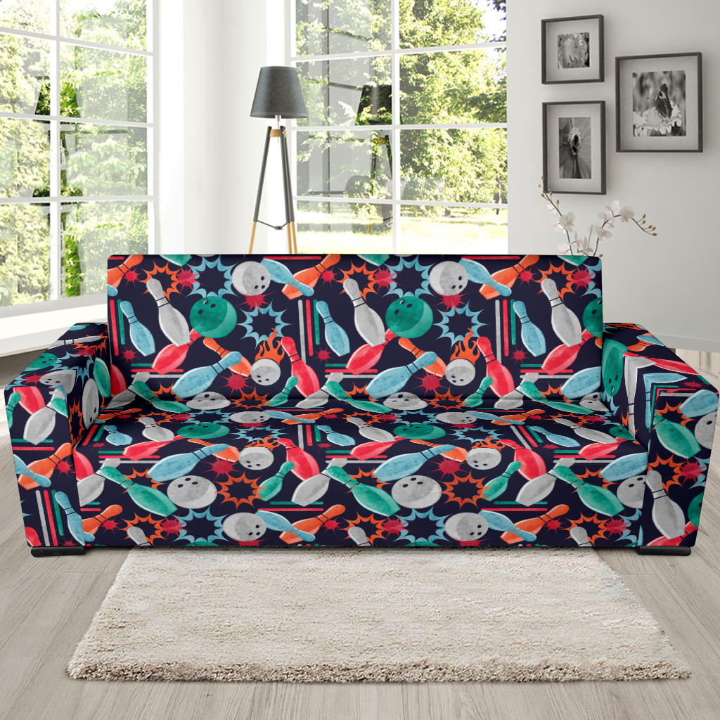 Bowling Pattern Print Design 08 Sofa Slipcover