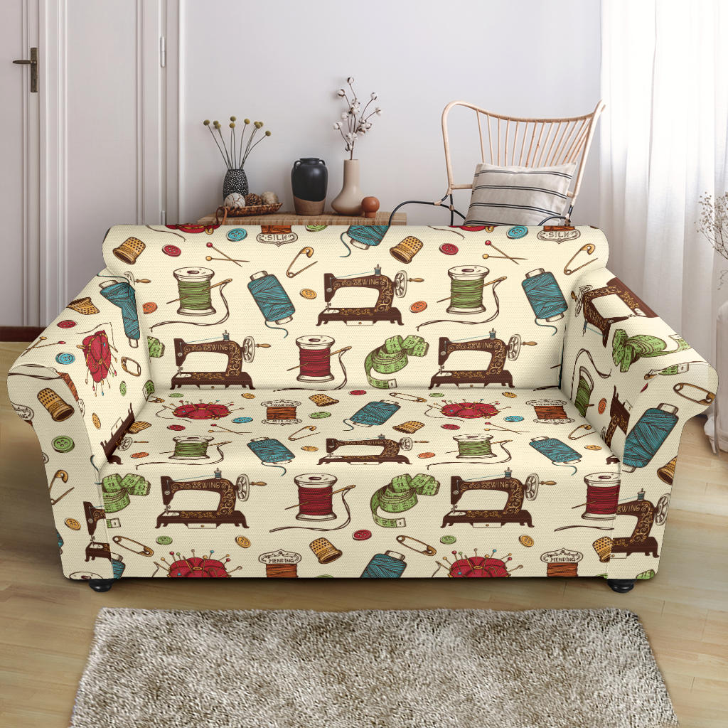 Sewing Equipment Print Design LKS303 Loveseat Couch Slipcover