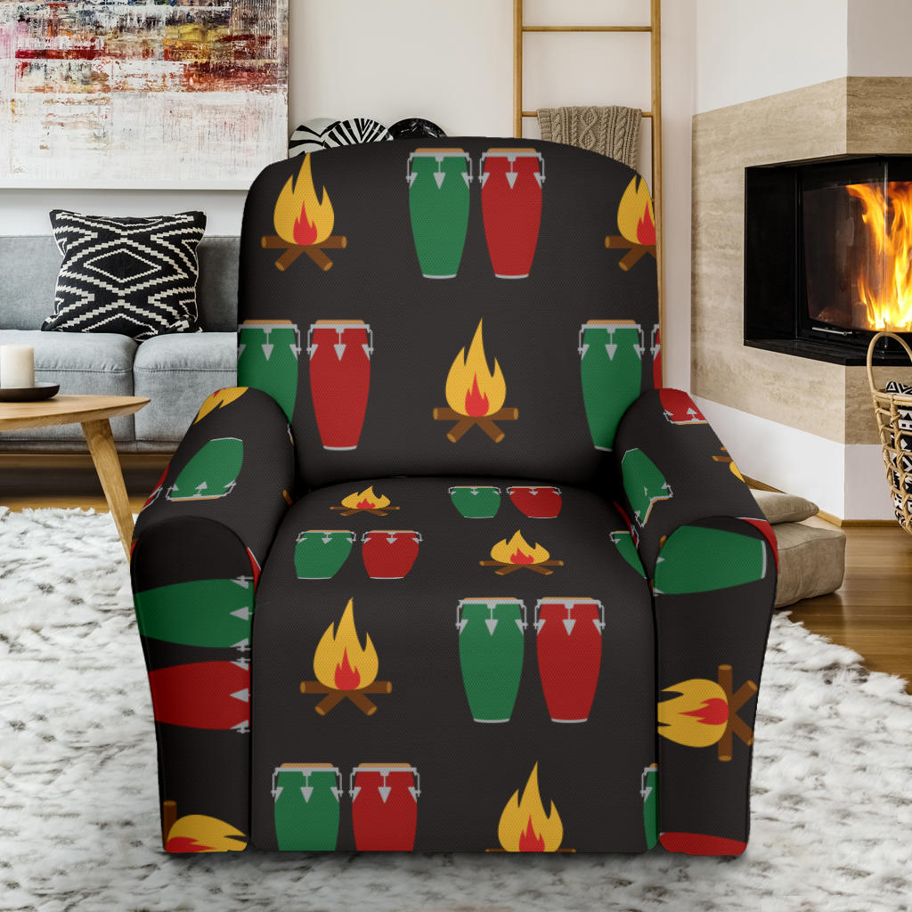 Conga Pattern Print Design 01 Recliner Slipcover with Pocket