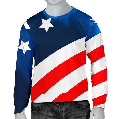 American flag Style Men Long Sleeve Sweatshirt
