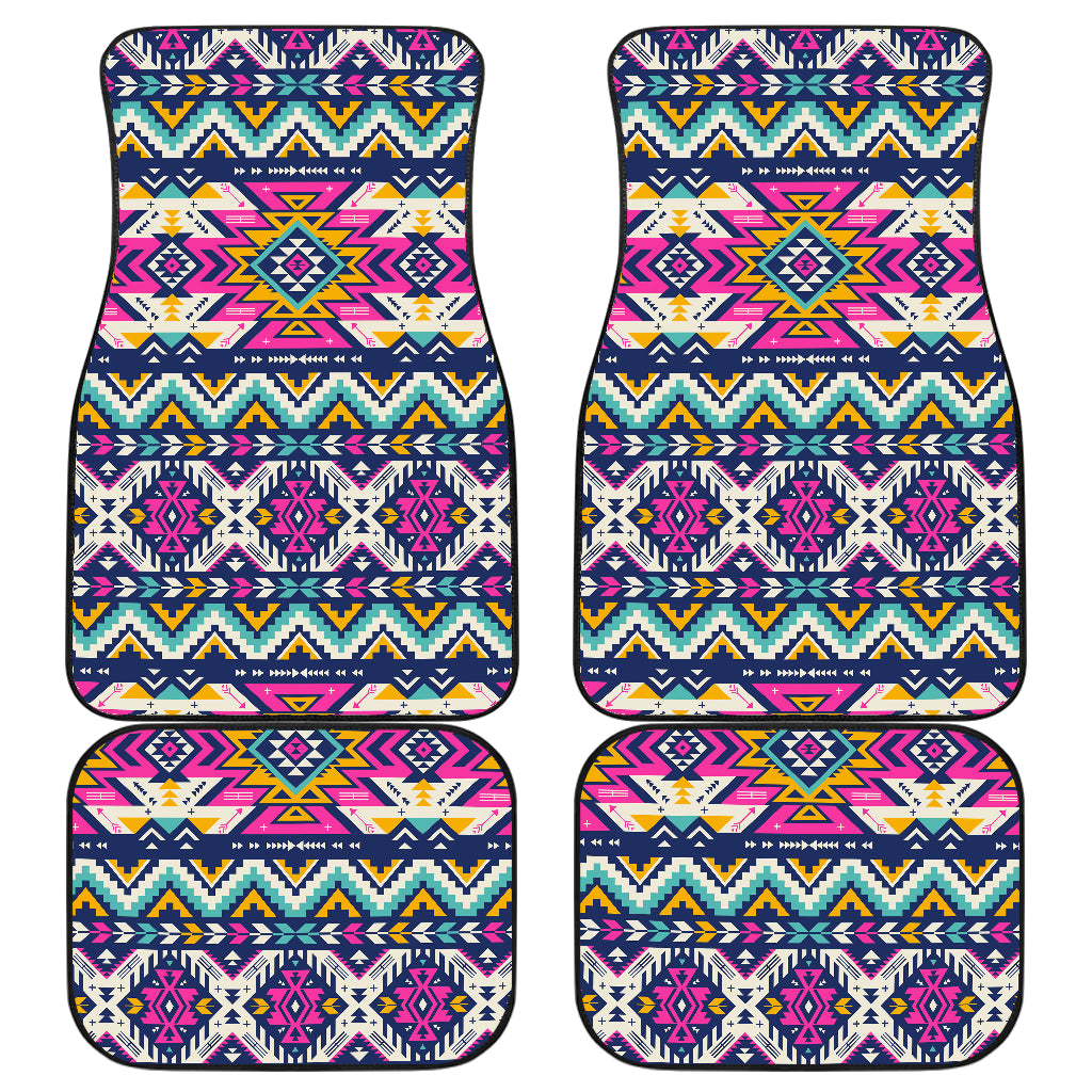 Aztec Pink Geometric Print Pattern Car Floor Mats Front Back