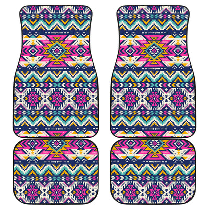 Aztec Pink Geometric Print Pattern Car Floor Mats Front Back