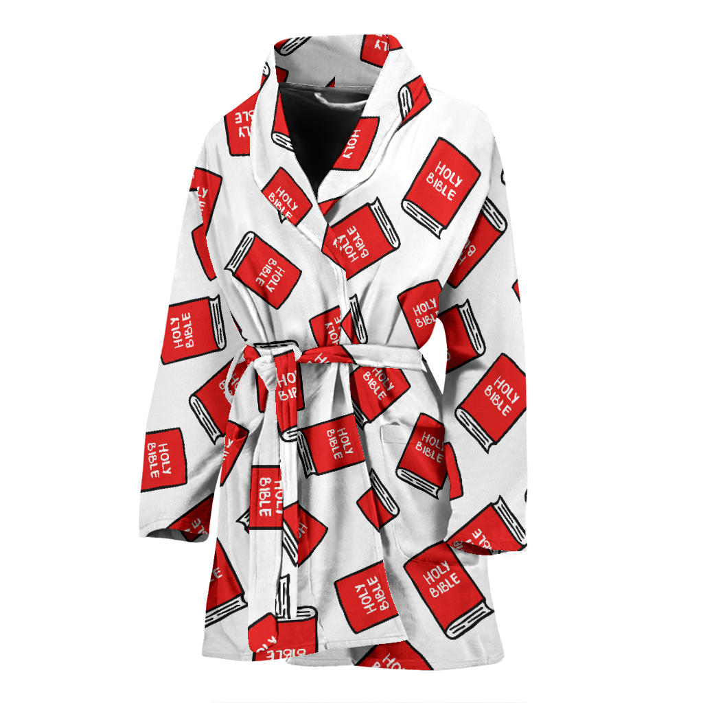Bible Pattern Print Design 03 Women Bathrobe