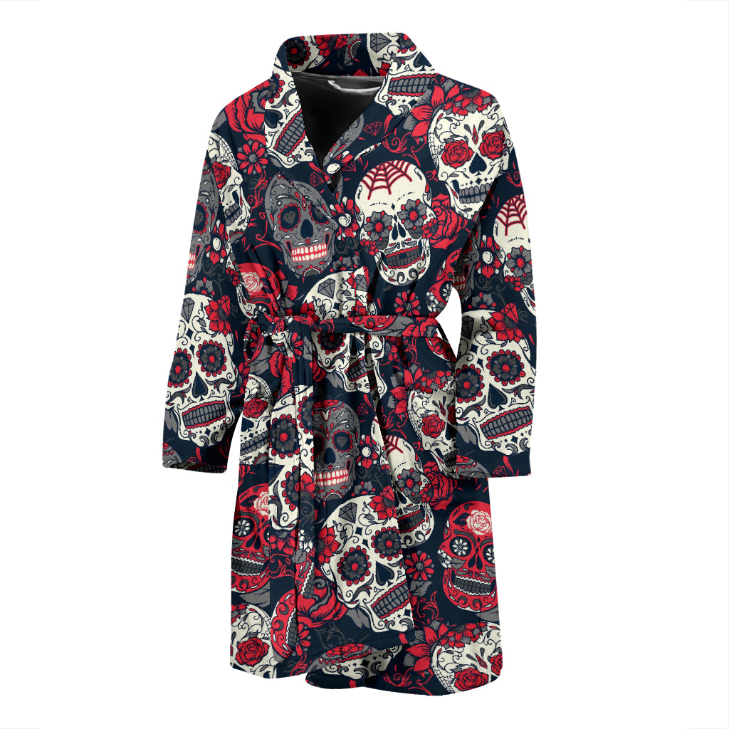 Sugar Skull Print Design LKS303 Men Bathrobe