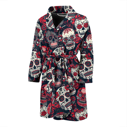 Sugar Skull Print Design LKS303 Men Bathrobe