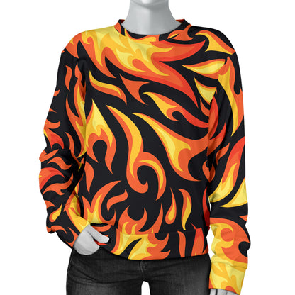 Flame Fire Design Pattern Women Long Sleeve Sweatshirt