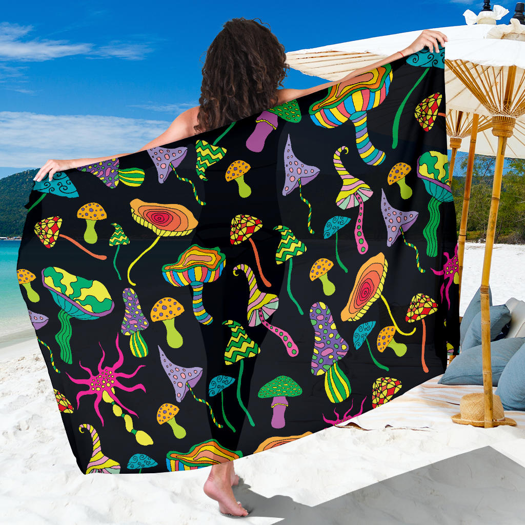 Psychedelic Mushroom Pattern Print Design A02 Sarong Pareo Wrap