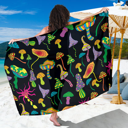 Psychedelic Mushroom Pattern Print Design A02 Sarong Pareo Wrap