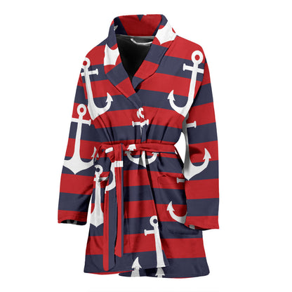Nautical Pattern Print Design A05 Women Bathrobe