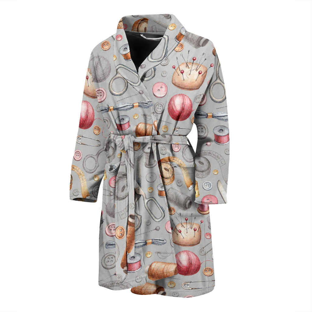 Sewing Equipment Print Design LKS302 Men Bathrobe