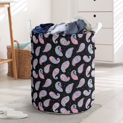 Paisley Pink Design Mandala Print Laundry Basket
