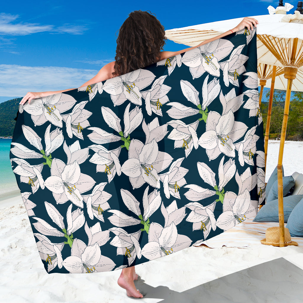 Amaryllis Pattern Print Design 01 Sarong Pareo Wrap