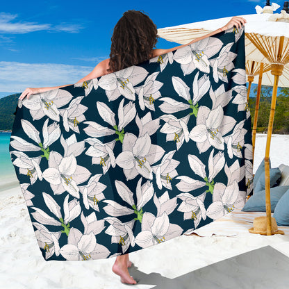 Amaryllis Pattern Print Design 01 Sarong Pareo Wrap