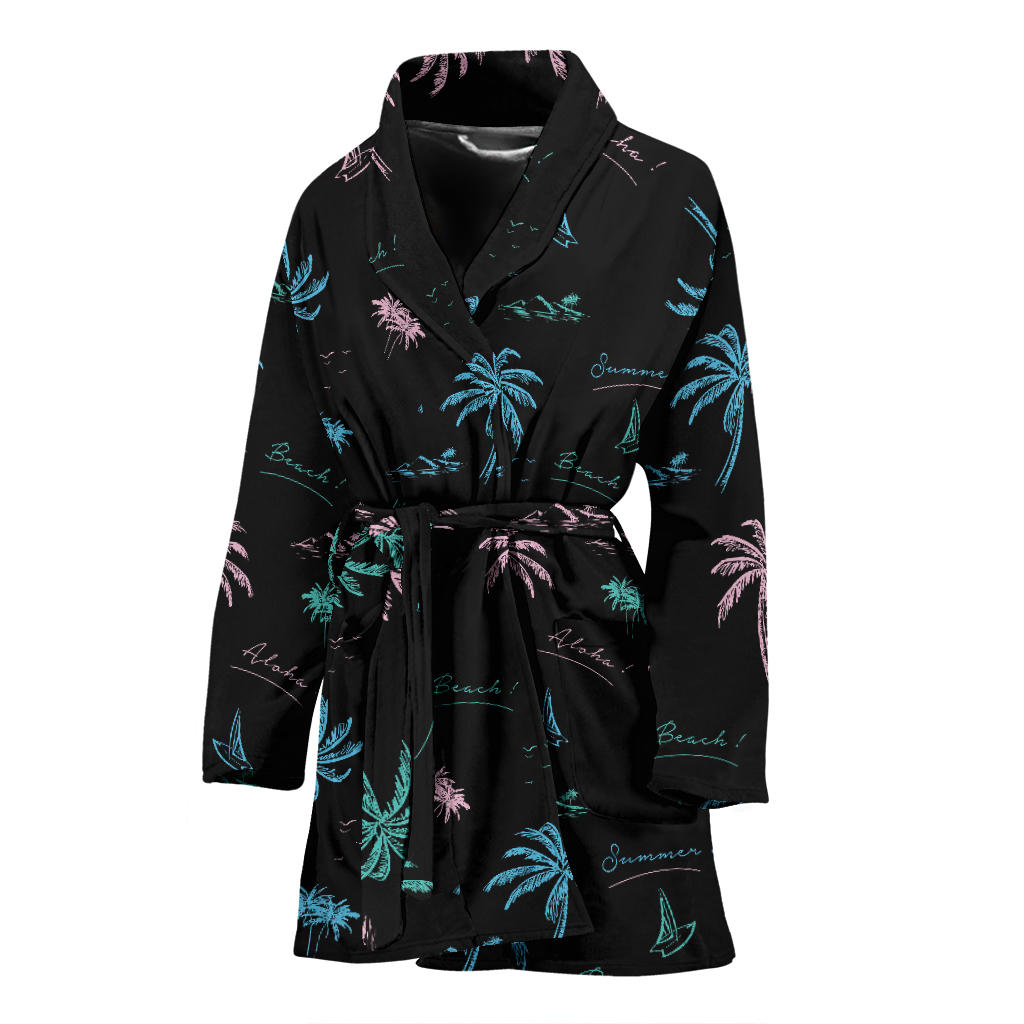 Aloha Hawaii Pattern Print Design 03 Women Bathrobe
