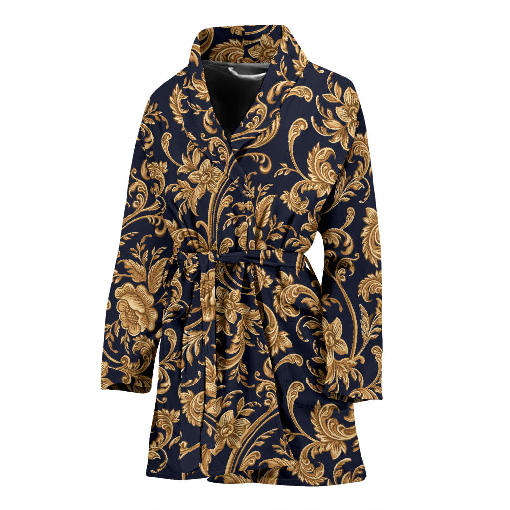 Baroque Golden Pattern Print Design 03 Women Bathrobe