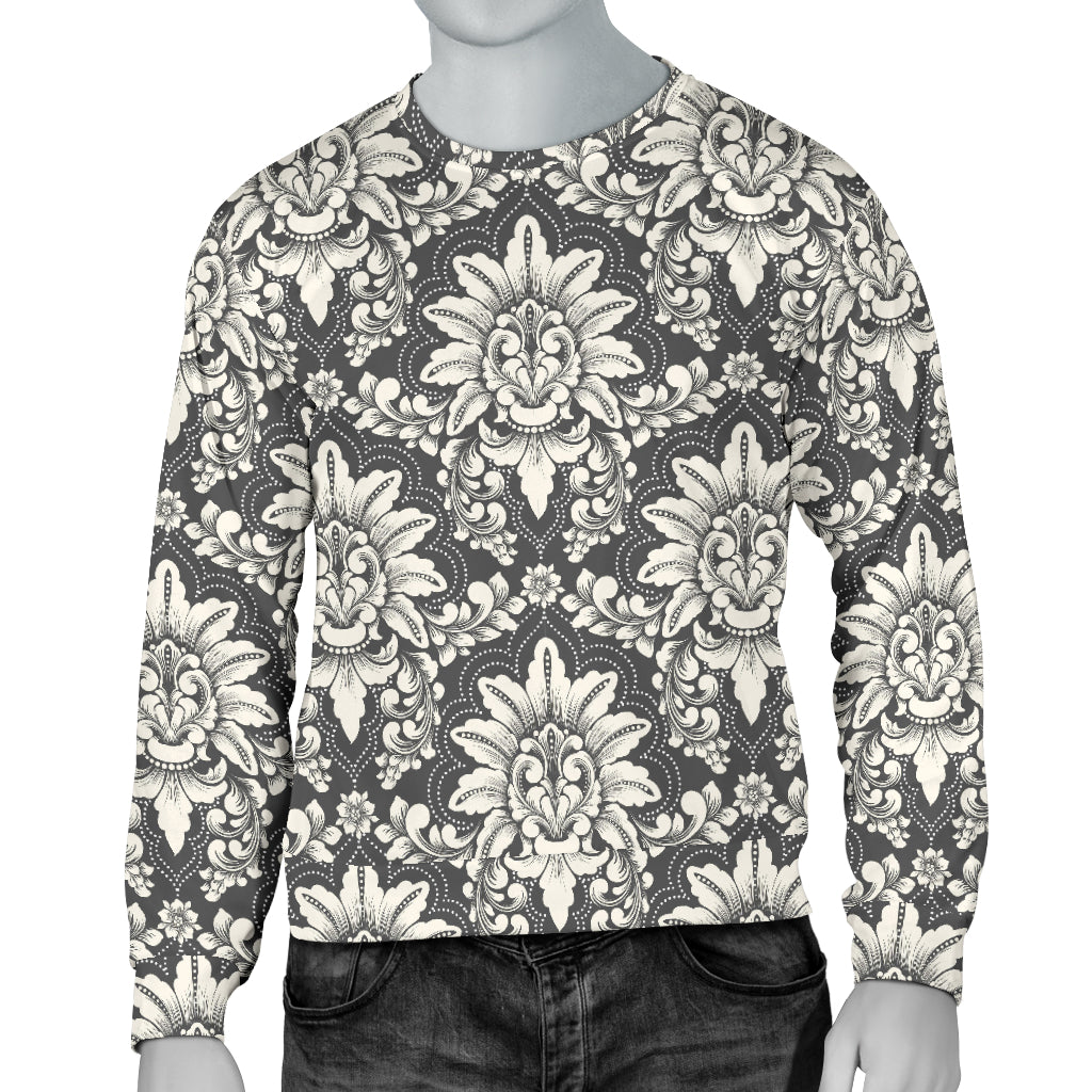Damask Elegant Print Pattern Men Long Sleeve Sweatshirt