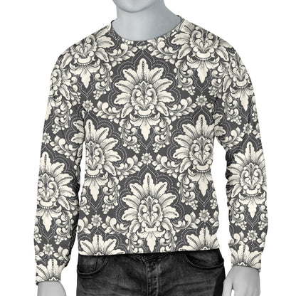 Damask Elegant Print Pattern Men Long Sleeve Sweatshirt
