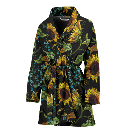 Sunflower Print Design LKS308 Women Bathrobe
