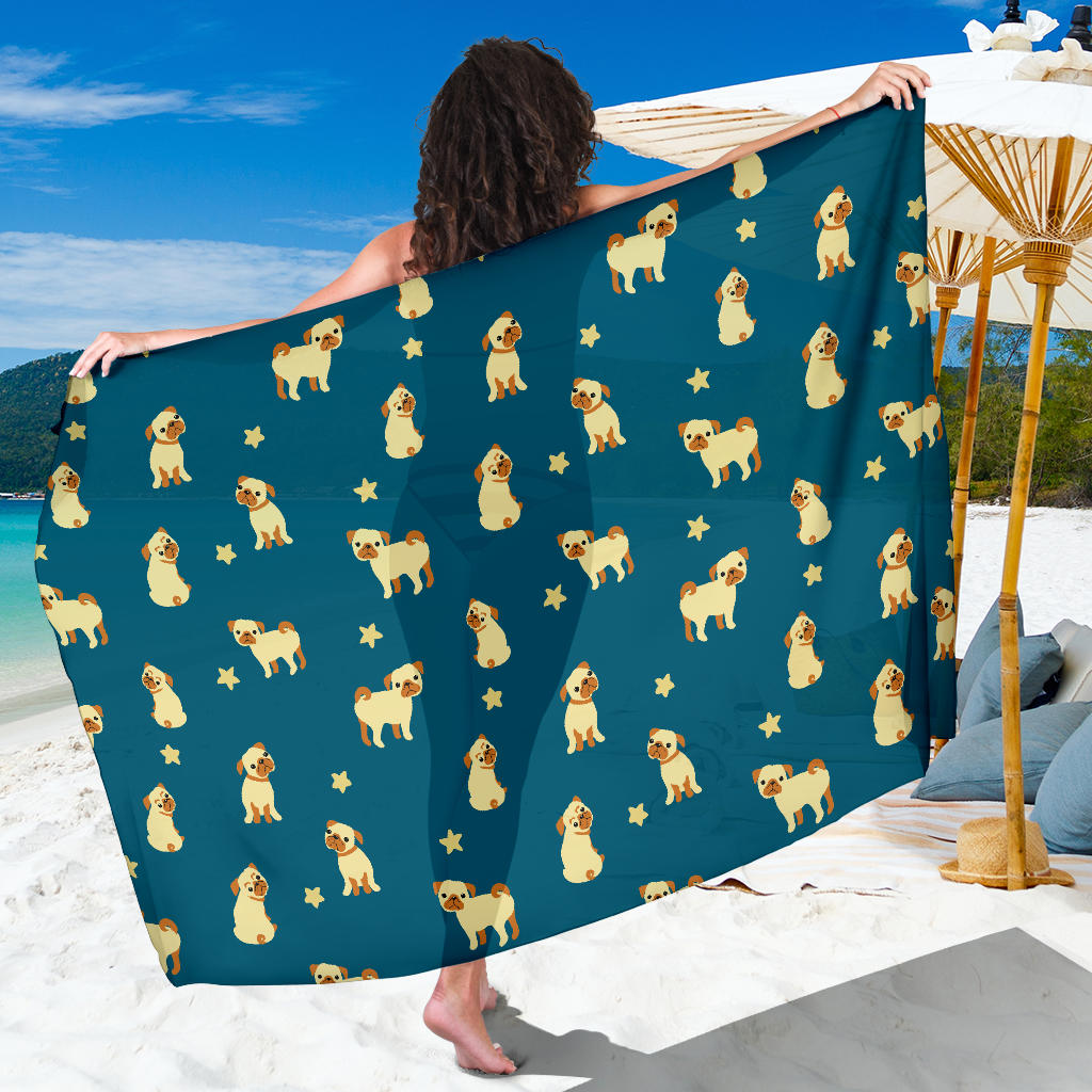 Pug Pattern Print Design A06 Sarong Pareo Wrap
