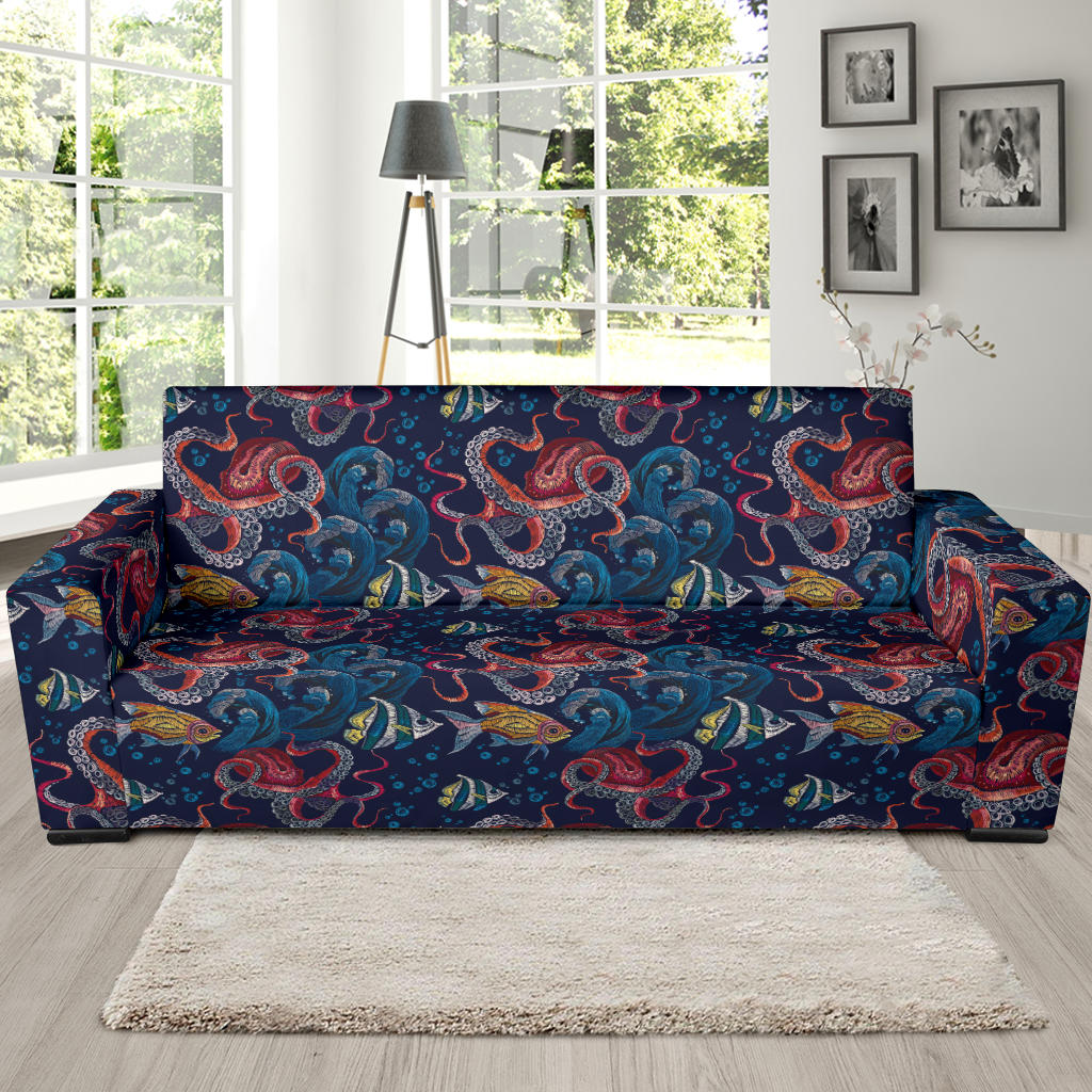 Underwater Giant Squid Print Design LKS302 Sofa Slipcover