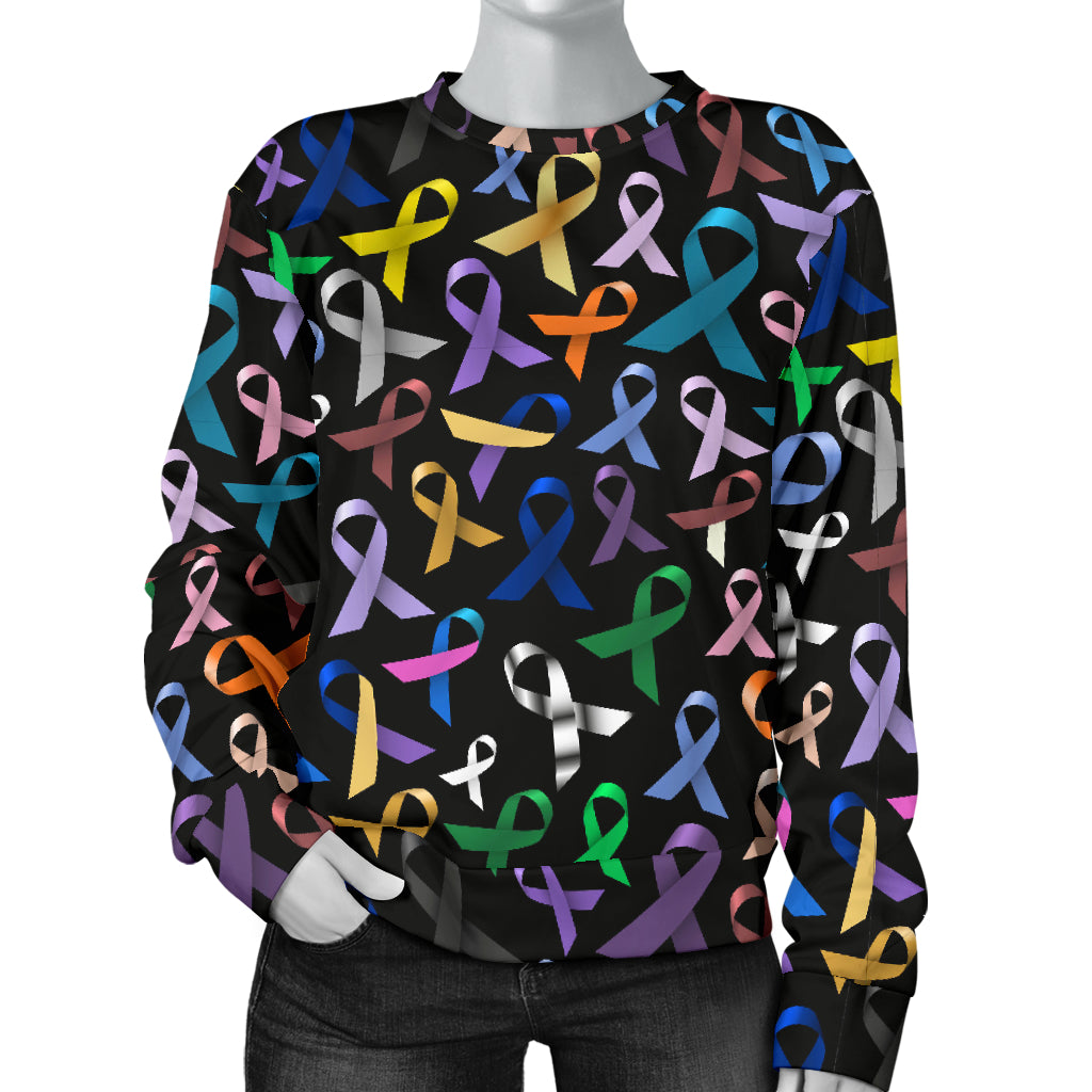 Breast Cancer Awareness Colorful Print Women Long Sleeve Sweatshirt
