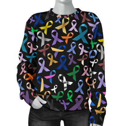 Breast Cancer Awareness Colorful Print Women Long Sleeve Sweatshirt