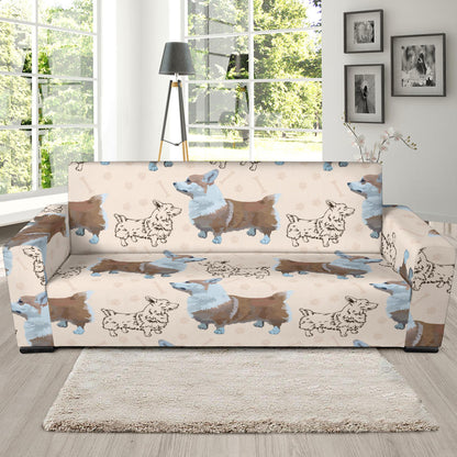 Pembroke Welsh Corgis Pattern Print Design A03 Sofa Slipcover