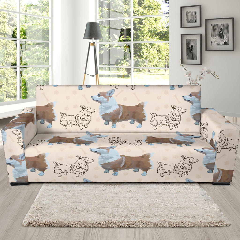 Pembroke Welsh Corgis Pattern Print Design A03 Sofa Slipcover