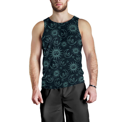 Sun Moon Magic Design Themed Print Men Tank Top
