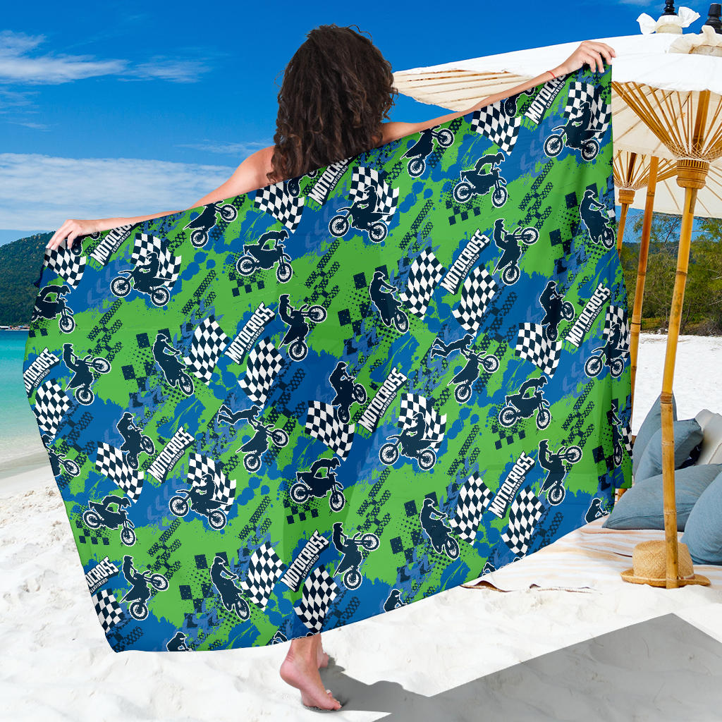 Motocross Pattern Print Design 04 Sarong Pareo Wrap