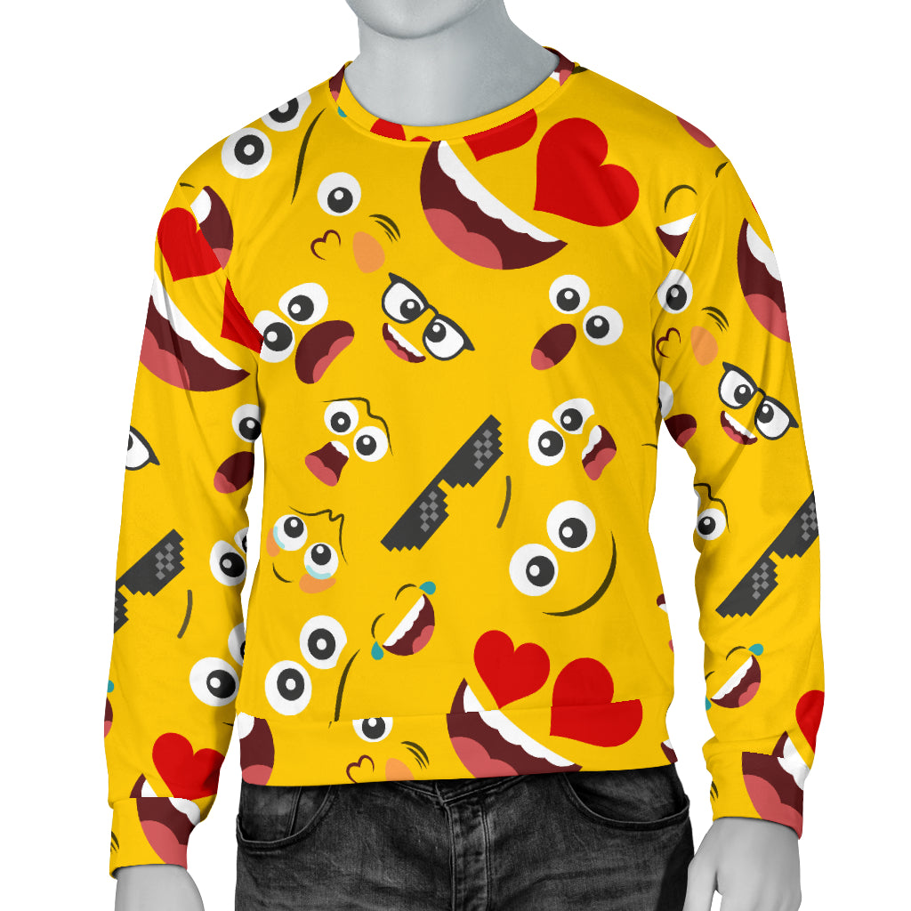 Emoji Face Print Pattern Men Long Sleeve Sweatshirt