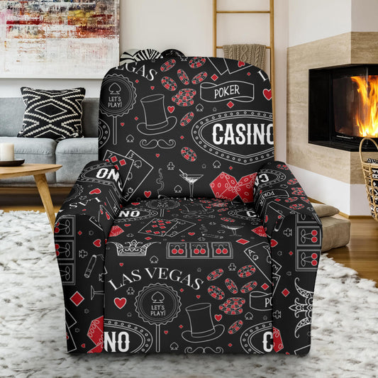 Casino Pattern Print Design 04 Recliner Slipcover with Pocket