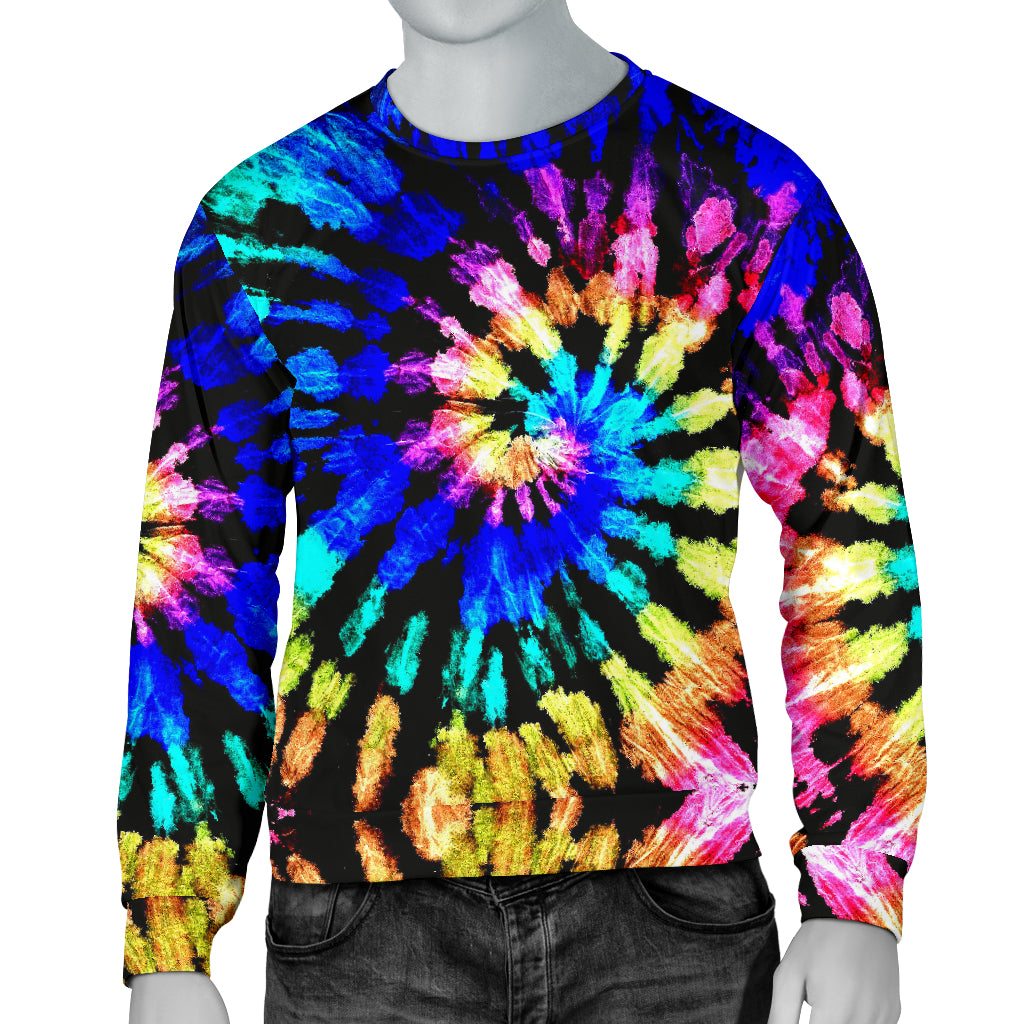 Tie Dye Rainbow Design Print Men Long Sleeve Sweatshirt