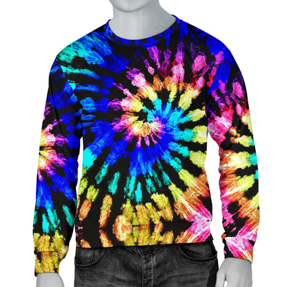 Tie Dye Rainbow Design Print Men Long Sleeve Sweatshirt