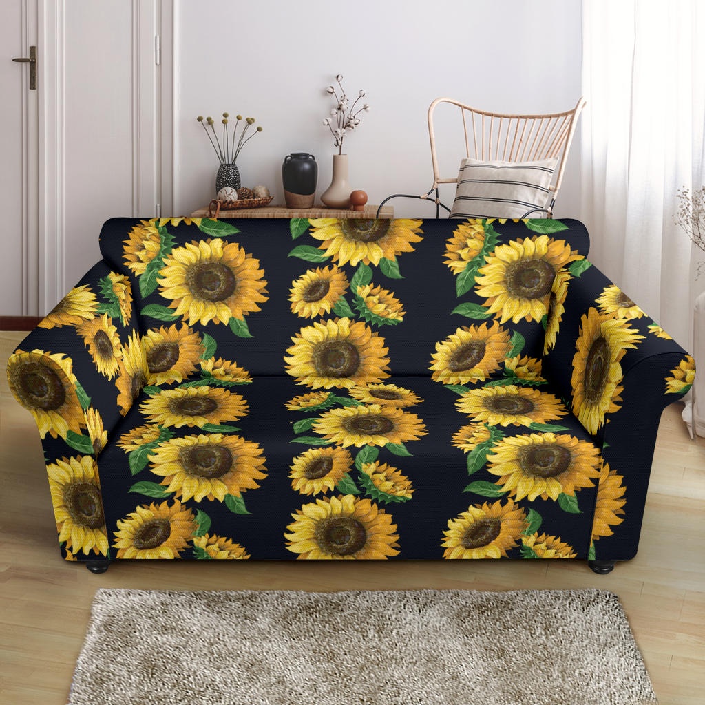 Sunflower Print Design LKS306 Loveseat Couch Slipcover