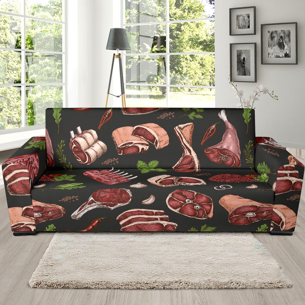 Meat Pattern Print Design 02 Sofa Slipcover