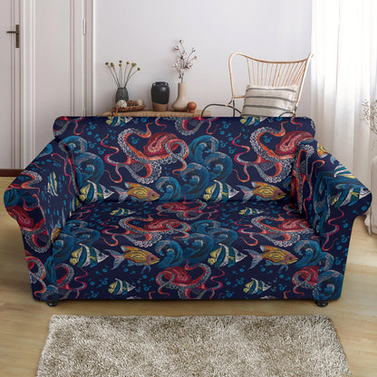 Underwater Giant Squid Print Design LKS302 Loveseat Couch Slipcover